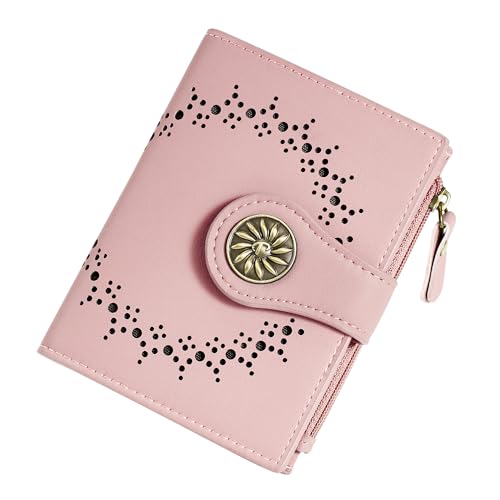 Tipmile Small Wallets Woman Leather Bifold RFID Blocking Card Holder Wallet with Zipper Coin Pocket