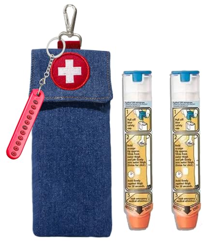 GZFQJJ 1-Piece Epipen Carrying Case, Epi Pen Carrying Case EpiPen Carrier, EpiPen Carrier Slim with Clip Epipen Holder Bag for 2 EpiPen Allergy Medical Essentials (Blue)