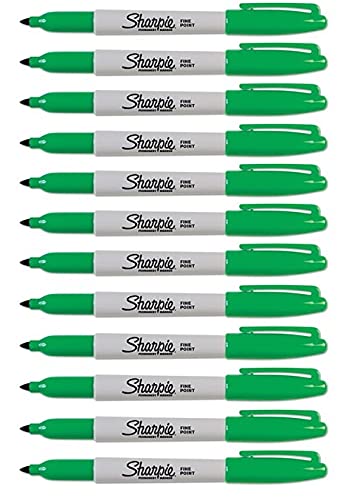 Permanent Markers, Fine Point, 12 Markers Per Pack, Color Variations - 1 Pack (Green)