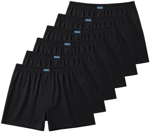 FALARY Weite Boxershorts Herren 6er Pack - 100% Baumwolle | Unterhosen Männer mit Eingriff, American Boxershorts, Jersey-Unterwäsche Herren, locker, atmungsaktiv, Freizeit, S-3XL