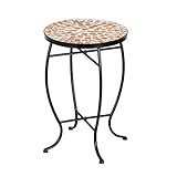 VINGLI Mosaic Outdoor Side Table, 14' Round End Table, Accent Table, Plant Stand Ideal for Pool...