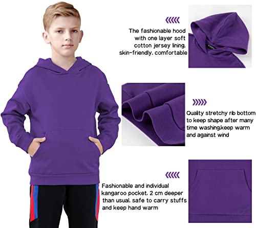 Alaviking Kids Soft Brushed Fleece Hooded Sweatshirts Active Pullover Hoodie For Boys And Girls 3-12 Years (Purple-Xl) #TOP3