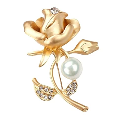 Brooches Brooch Pin Rhinestone Pearl Brooch Floral Diamond Brooch Girl Lady Jewelry Wedding Party Birthday Gift Gold Bow Tie Brooch Pins Gift (Color : Gold) #TOP27