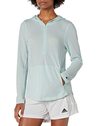 Hi-Tec Women's Harrison Geo Breathable Mesh 1/2 Zip Long Sleeve Hoodie Sweatshirt, Glacier, Small
