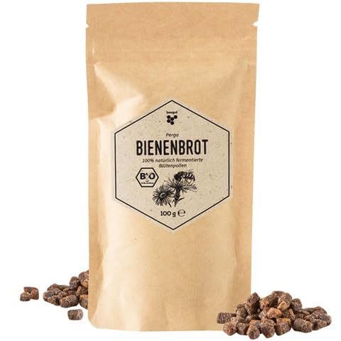beegut BIO Bienenbrot Perga 100g fermentierter Blütenpollen aus naturbelassenen Regionen Ungarns ohne Zusätze Natur pur