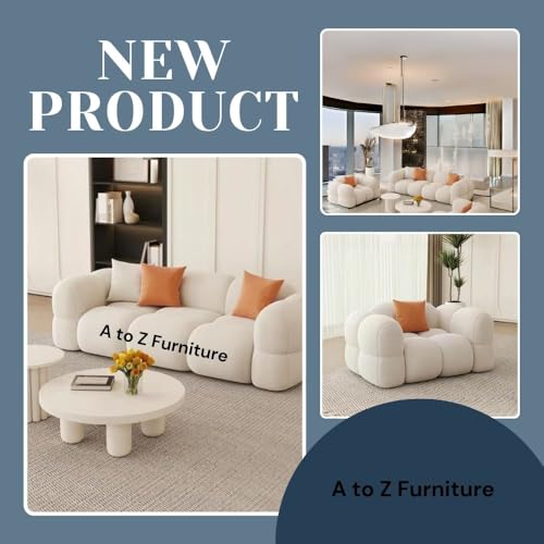 Image of A to Z Furniture Classic Chesterfield Sofa Set Luxury Chesterfield Sofa in for Home Living Room & Office (Off White 3+1+1)