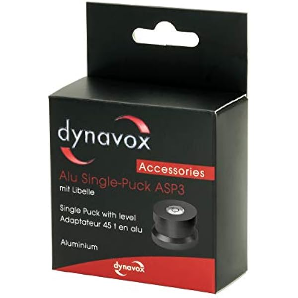 Dynavox Single Puck ASP3, алюминиевый адаптер для одиночной 45 деки, встроенный регулировочный груз для проигрывателя, черный