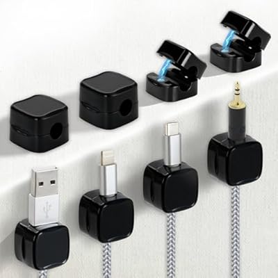 Kronwahl 8 Clips Magnéticos Sujeta Cables, Soporte Adhesivo y Ajustable, Organizador de Cables para Escritorio, Mesa, Oficina y Hogar, USB, HDMI, Carga (negro) | Ya disponible en tu tienda friki favorita! En mundofriki.es!