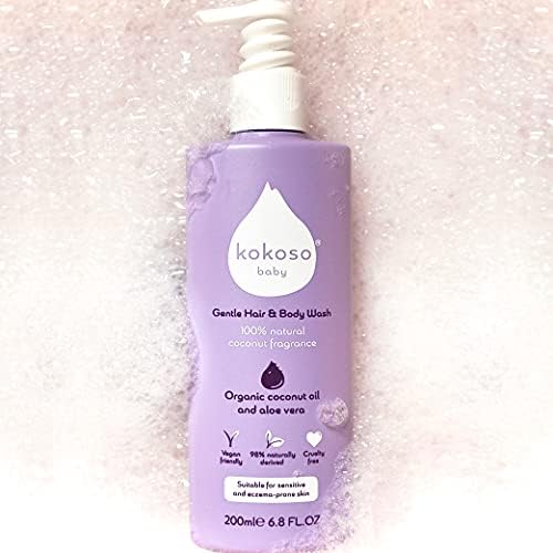 Kokoso Baby Wash and Shampoo - Organic & Natural for Delicate Skin, Scalp and Hair - 100% Natural Coconut Scent