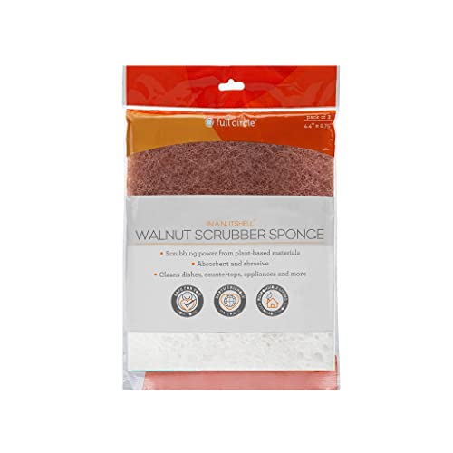 Full Circle Esponja antiarranhões em casca de nogueira, embalagem com 3