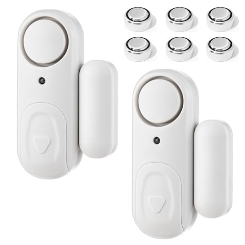 Fuers Allarme Porta Ingresso Sensori Allarme Porte e Finestre con Batterie Sensore Apertura Porta 100 dB Allarme Finestre 2 Pezzi Sensore Porta Allarme per Finestre per Casa, Hotel, Piscina, Garage