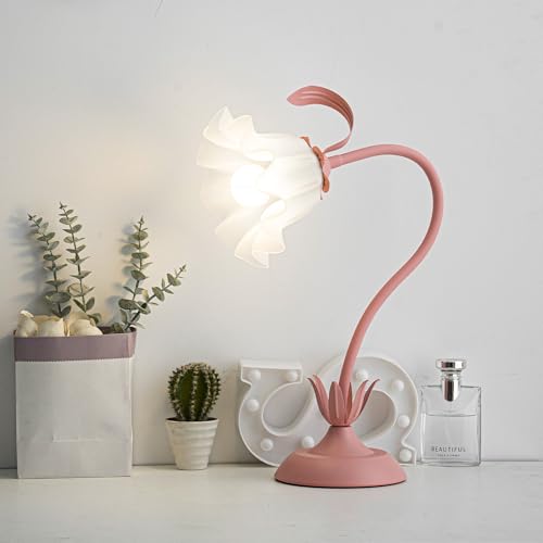 meibeileil Fleur Lampe de Bureau Led,Métal+PE Col de Cygne DIY Lampe de Bureau avec 3-Lampes pour...