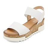 DREAM PAIRS Womens Open Toe Strap Casual Flatform Platform Wedges Sandals,Size 5.5,White,REED-2