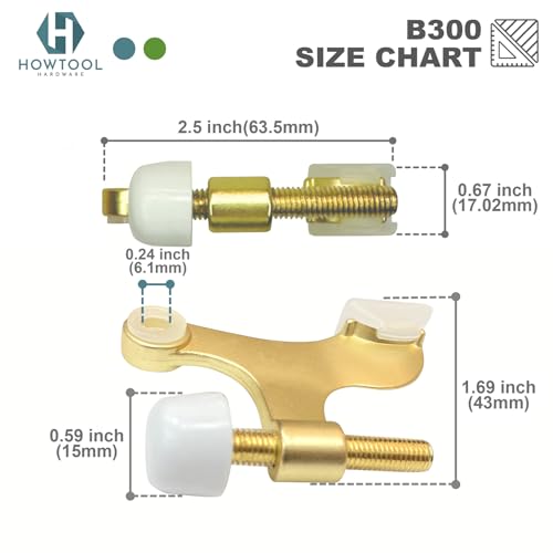 Image of 5 Pack Hinge Pin Door Stopper Satin Brass Matte Gold Adjustable Heavy Duty Door Stops with Rubber Bumper Tips, Easy No Drill Installation | HOWTOOL