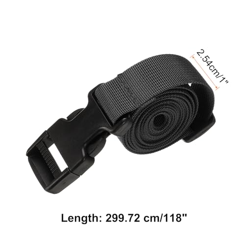 Image of HARFINGTON 2pcs Luggage Straps 1 inch x 118 inch Utility Multi-Purpose Luggage Connector Strap Nylon Adjustable Suitcase Belt with Buckle for Travel Outdoor Bag Luggage Packing Accessories, Black