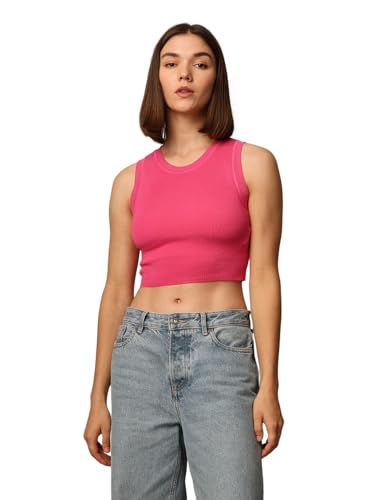 Image of ONLY Women's Rayon Blend Slim Fit Casual Crop Tank Top