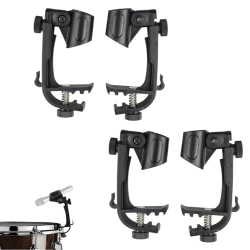 4PCS Adjustable Drum Rim Mic Clips, Drum Microphone Mount Clamp Holder Plastic Musical Instrument Accessories for Playing