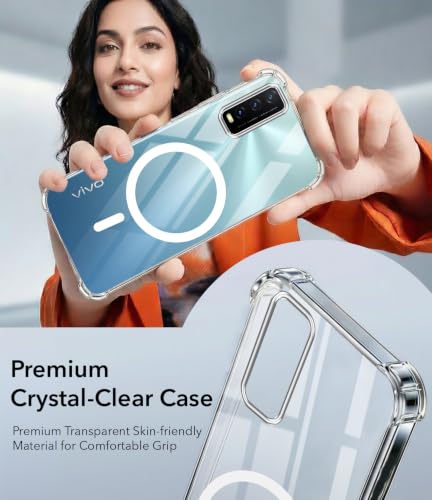 Image of Jkobi Shockproof Crystal-Clear Back Cover for Vivo Y20 | Y20i (Magsafe Wireless Support | Drop & Camera Protection | Hard Polycarbonate)
