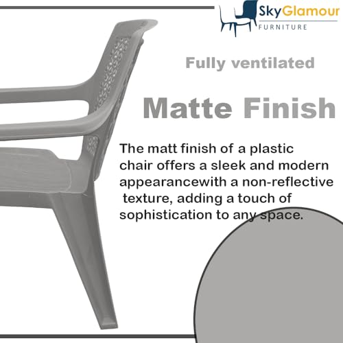 Image of SkyGlamour Cello Sonet Plastic Chair | Plastic Chair for Garden, Home, Living Room with Matt Finish | Plastic Chairs Set of 4 (Colour: Champagne; Set of 4 Chairs)