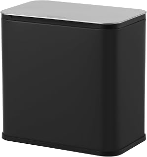OUTLANE 1.3 Gallon Slim Hanging Stainless Steel Trash Can with Lid, Removable Inner Bucket, Charcoal Filter, Rust Resistant,Compact Odor-Control Waste Bin for Kitchen, Countertop, Under Basin