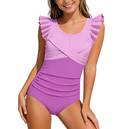 Maillot de bain fille une pièce pour s'amuser sur la plage en look jaune et orange