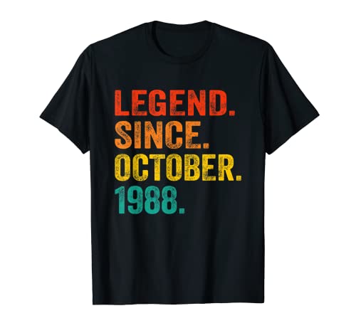34 Years Old Legend Since October 1988 Retro 34th Birthday T-Shirt