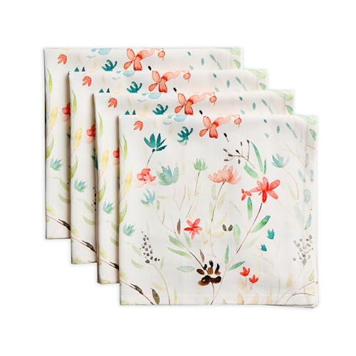 Maison d' Hermine Cloth Napkins Set of 4 100% Cotton Everyday Reusable Square Napkins Cloth Washable, Dinner, Party, Wedding, Restaurant, Spring/Summer (Colmar, 20" x 20")