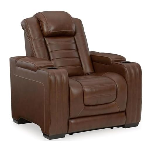 Signature Design by Ashley Backtrack Power Recliner with Adjustable Headrest, Dark Brown