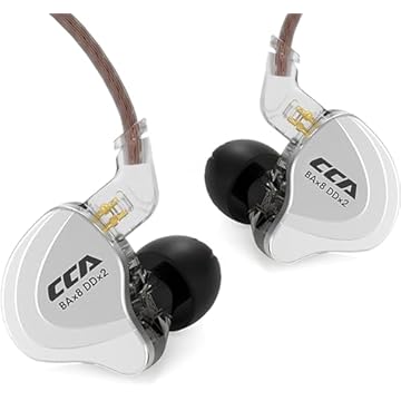Fones de ouvido CCA C10 com 10 drivers híbridos com fio 4BA 1DD HiFi estéreo de alta resolução IEM com cabo destacável nos ouvidos para músicos, cantores, audiófilos (preto, sem microfone)