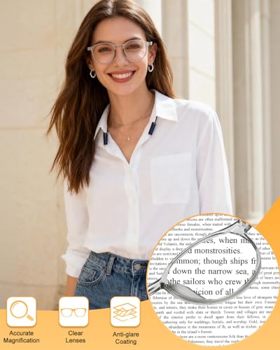 Image of 5-Pack Reading Glasses for Women Men, 0.0 Blue Light Blocking Computer Glasses with Spring Hinge, Round Fashion Readers with Case and Cleaning Cloth