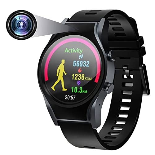 HoePozen Smartwatch, Damen Herren Fitnessuhr Mit Kamera,1,3" Full Touch Mini Camera Armband,Versteckte Uhr Mit Video and Voice Recorder,Pulsuhr IP67 wasserdichte Für IOS Android (Size : 32GB) Cover
