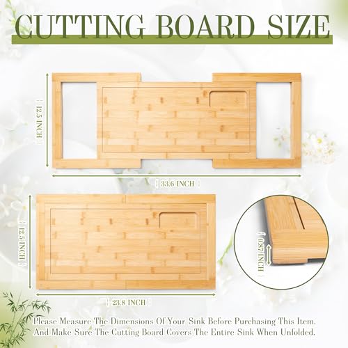 Tabla de cortar rectangular expandible de bambú natural miniatura 2