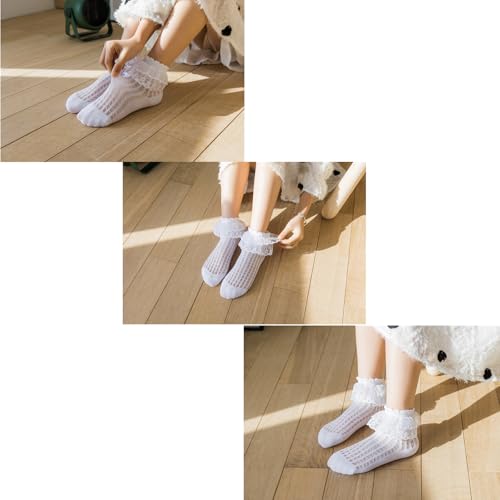 Exegawe Toddler Girl Socks with Ruffle Lace Frilly 5 Pairs Kids Dress Dance Socks for 1-9 Years4