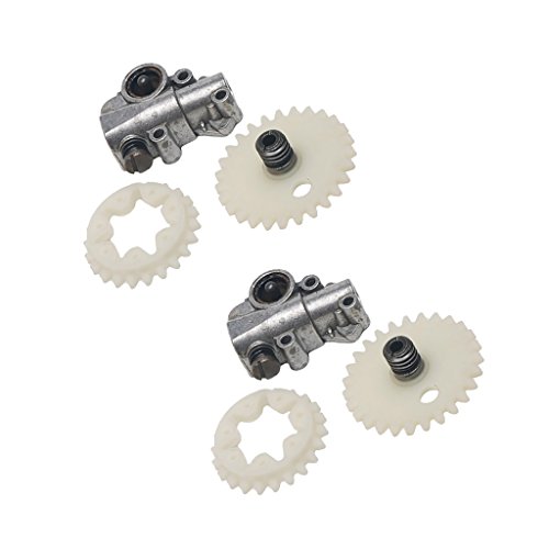 Non-brand 2 Set Oil Pump Worm Gear Spur Wheel For Stihl 028 038 048 MS380 MS381 Parts