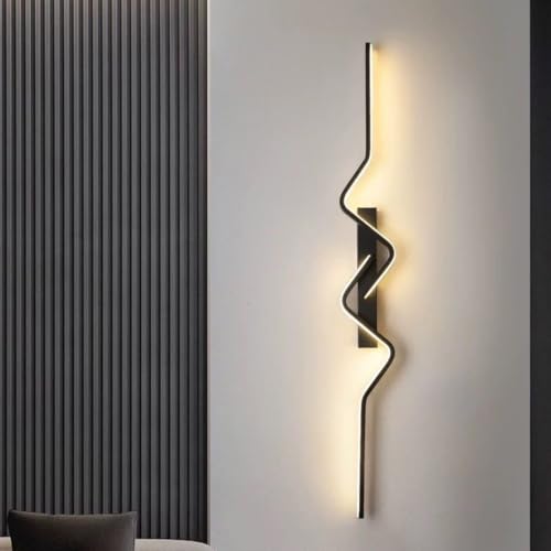 Aplique de pared LED negro de 80cm con luz cálida para salón
