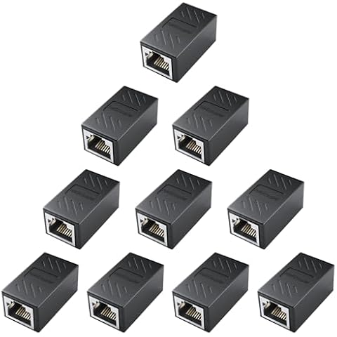 DARKROCK Network Coupler 10 Packs Ethernet RJ45 for Cat7/Cat6/Cat5e/Cat5 Cable Extender Adapter High Speed Data Transfer Plug-and-Play with Easy Snap-in Retaining Clip Cover
