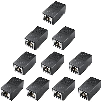 DARKROCK Network Coupler 10 Packs Ethernet RJ45 for Cat7/Cat6/Cat5e/Cat5 Cable Extender Adapter High Speed Data Transfer Plug-and-Play with Easy Snap-in Retaining Clip