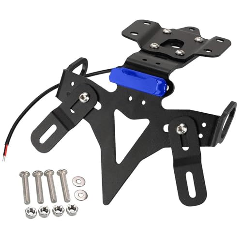 BTCTLPLMKK ヤマハ MT-07 YZF R7 FZ-07 2013-2024年式 バイク用ナンバープレートホルダー フェンダーレスキット バイク用 ナンバープレートステー(Blue With Light)