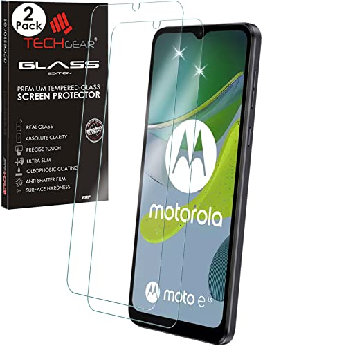 Image of 2 Pack of TECHGEAR GLASS Edition Compatible for Motorola Moto E13, Tempered Glass Screen Protector Covers [2.5D Round Edge] [9H Hardness] [Crystal Clarity] [Scratch-Resistant] [No-Bubble]