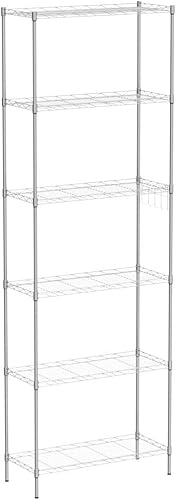 Miniatura 4 de Himimi Estante de almacenamiento de 6 niveles estantería de alambre estante ajustable organización de pie independiente con pies niveladores ganchos