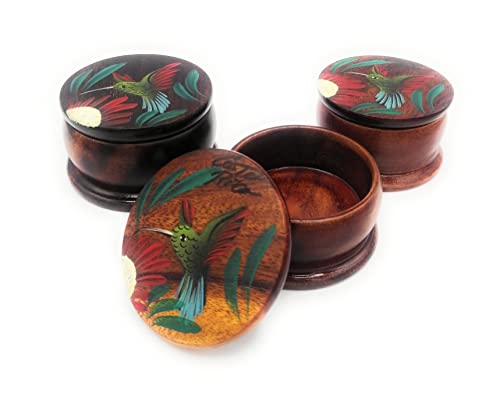 Kal Crafts - Wooden Jewelry Box - Handpainted Decor - Set Of 1 Authentic Costarican Rainforest Jewelry Box - Artisanal - Storage Case For Earrings, Necklace And Rings (Hummingbird) #TOP7