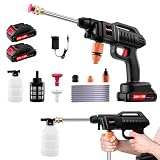 1500W Idropulitrice Senza Fili,Pistola Portatile ad Alta Pressione,Idropulitrice a Batteria 21V 60Bar, Lancia idropulitrice Ugello Regolabile 3 in 1, Tubo 5m e Secchio, per Auto Balcone Giardino