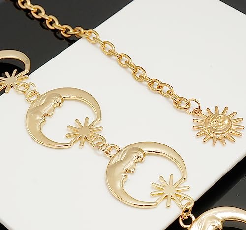 Waist Chain Belts for Women Metal Link Moon Star Body Chain Belt Ladies Waist Chain Belt for Jeans Dress4