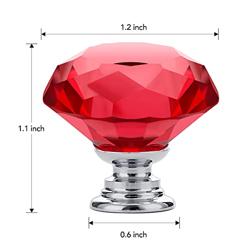 Ravinte 10 Pack Red Crystal Knobs for Dresser Drawers - 30 mm Glass Cabinet Diamond Shaped Knobs With Silver Base by Ravinte - Image 3