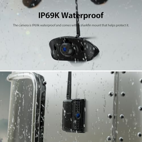Image of ZEROXCLUB 3-Camera Wireless RV Backup Camera System with 7-Inch Monitor, 1 Rear Sharkfin, 2 Side Cameras, DVR Monitor & IR Night Vision, IP69K Waterproof, Compatible with Furrion Pre-Wired RV Trailer