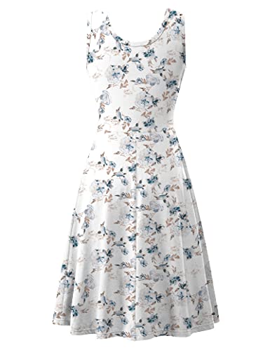 Herou Summer Flower Dress For Women Round Neck A-Line Wide Strap Off Shoulder Skater Dresses Flower-66 X-Large #TOP1