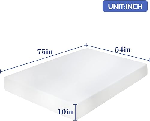 Miniatura 2 de Colchón de tamaño matrimonial, colchón de espuma viscoelástica de gel de 10 pulgadas para sueño fresco y alivio de presión, colchón de firmeza media