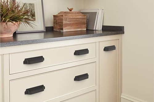 Amerock Haven 3 inch or 3-3/4 inch (76mm or 96mm) Center-to-Center Matte Black Cabinet Cup Pull - 25 Pack by Amerock - Image 2