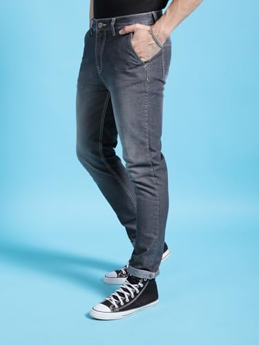 Image of The Indian Garage Co Men Slim Fit Solid Mid-Rise Jeans