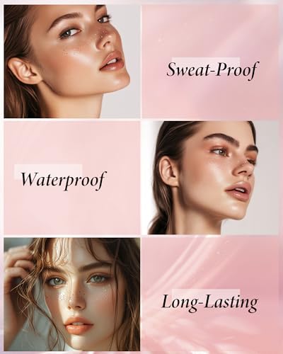 Image of XICZH Face Glitter, Temporary Face Tattoos, Face Body Glitter Makeup Patches for Women Girls, Country Concerts Singer Festival Rave Accessories (Rose Gold - 8 pcs)